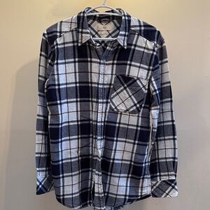 TNA Black and White with burgundy stripe plaid Checkered Button-Down Shirt